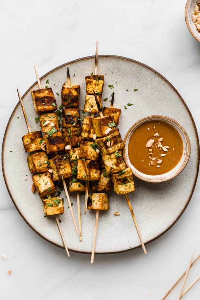 tofu satay on skewers