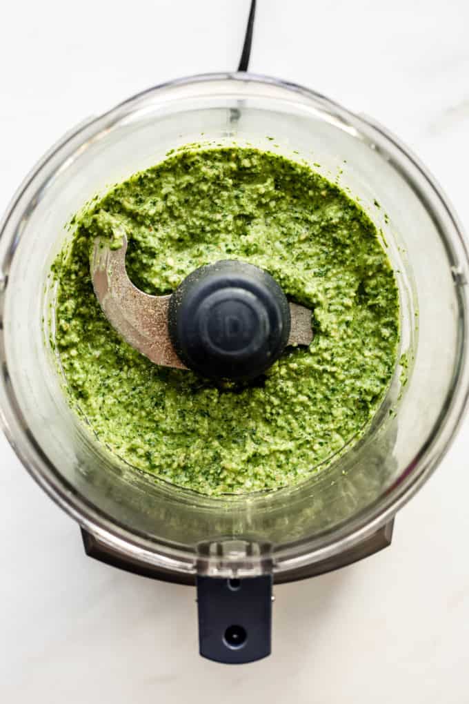 Walnut pesto in a food processor