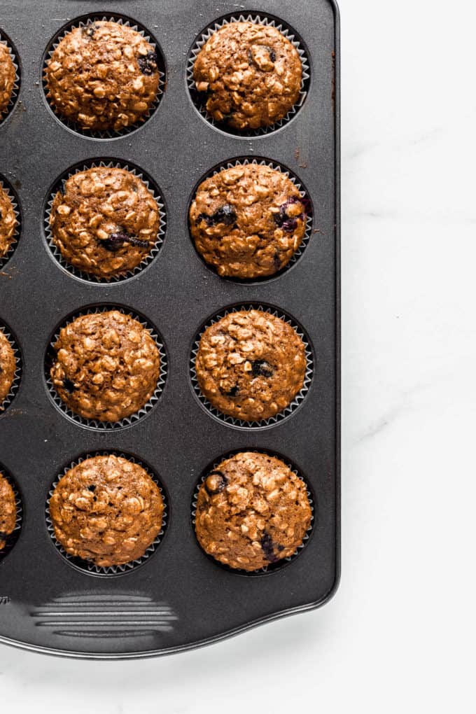 blueberry muffins n a muffin pan