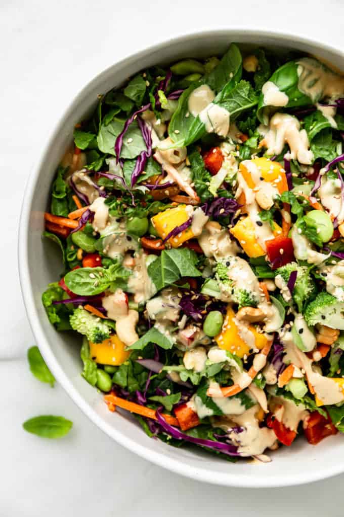 Thai Crunch Salad drizzled with sesame drssing