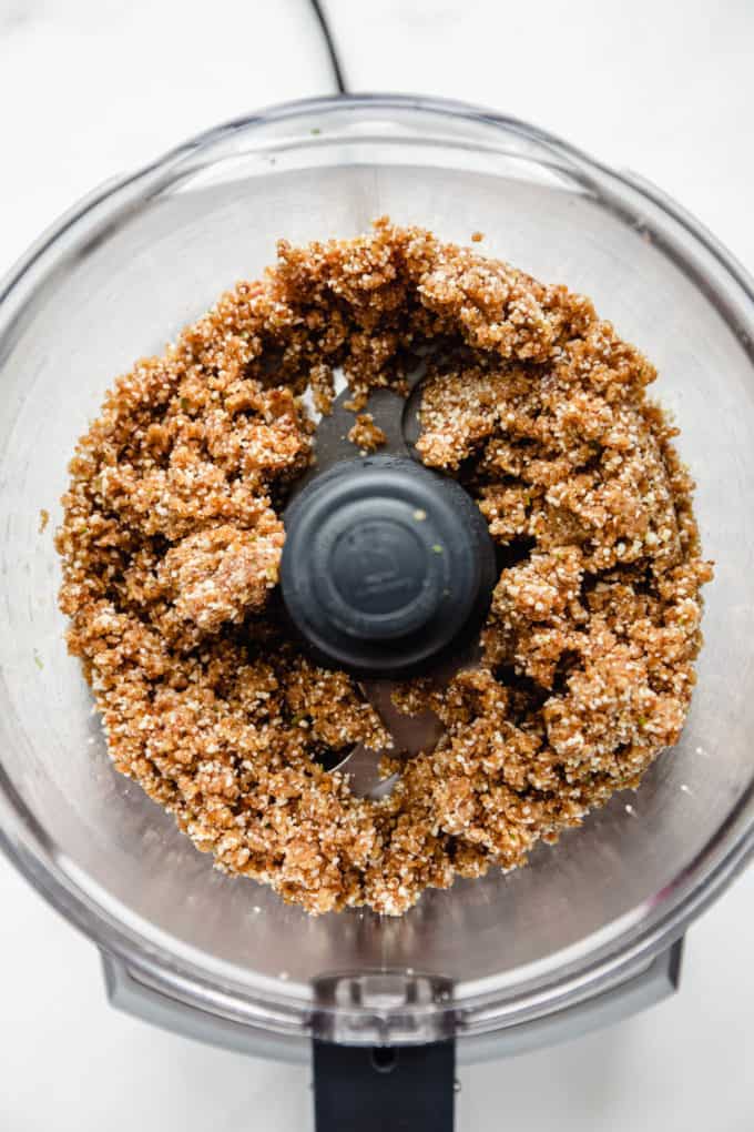 key lime energy ball mixture in a food processor