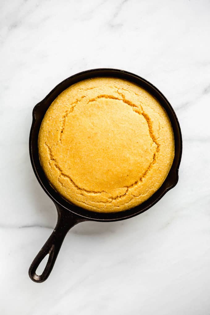 Cornbread in a cast iron skillet