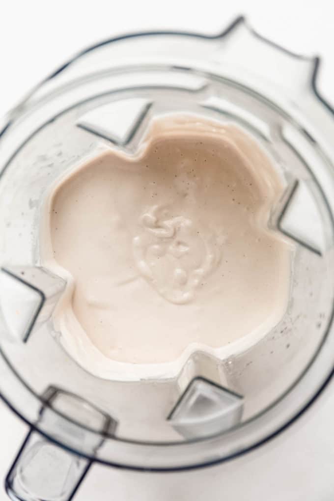 Vegan cheesecake filling in a blender