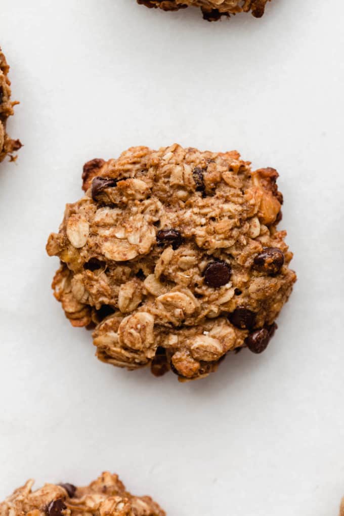 A chocolate chip oatmeal banana cookie