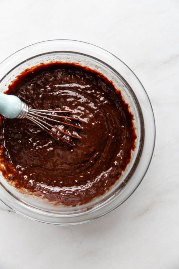 chocolate, vegan butter and flax egg mixed together