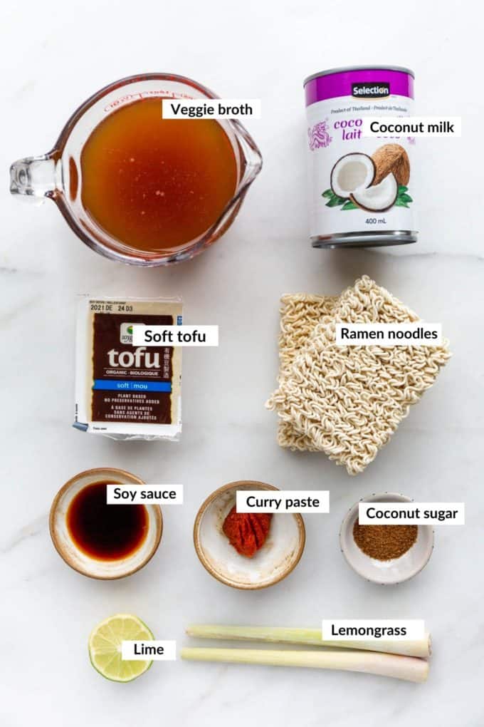 ingredients to make coconut curry ramen