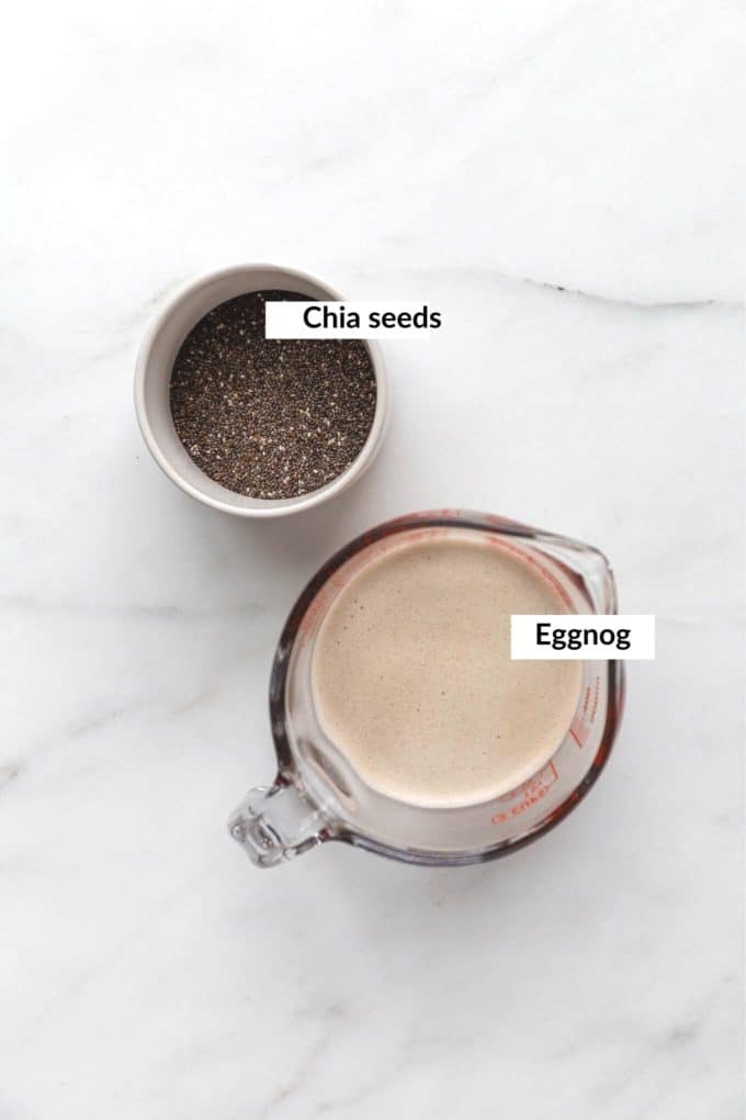 ingredients to make eggnog chia pudding
