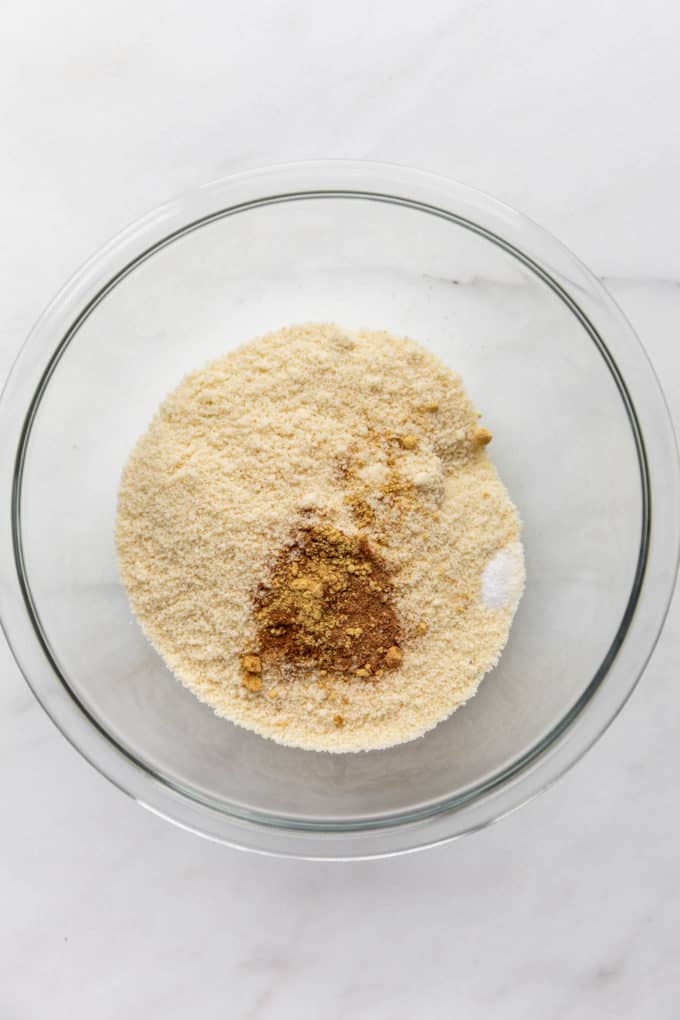 almond flour and spices in a mixing bowl