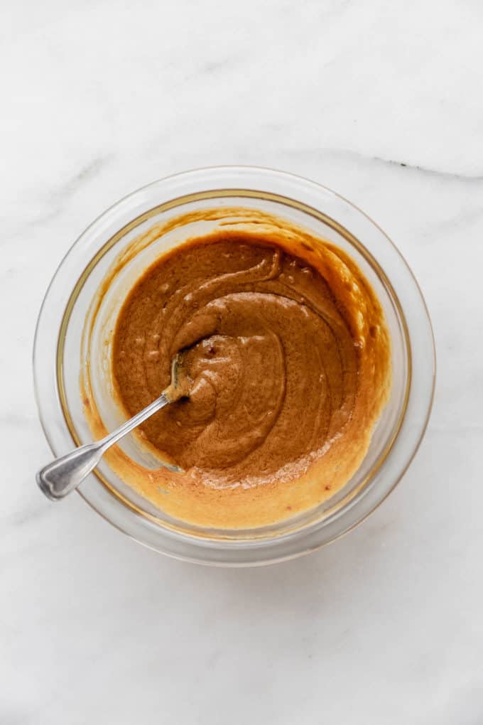 A mixing bowl of Thai peanut sauce