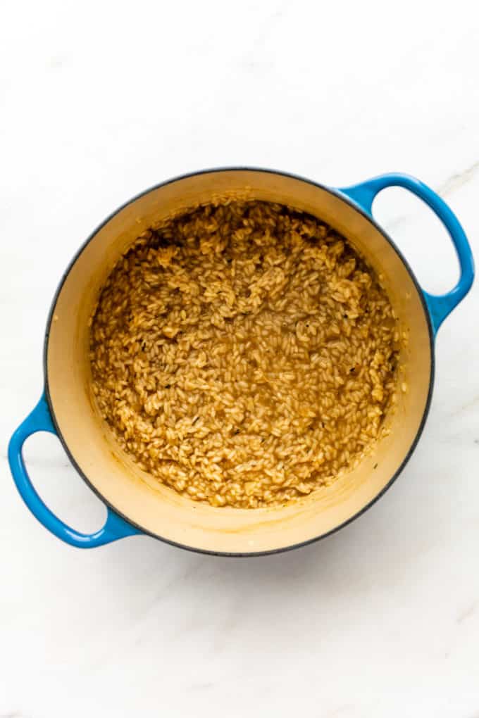 risotto cooking in a pot
