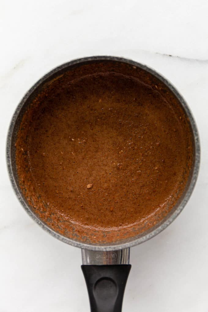 uncooked chocolate oatmeal in a pot