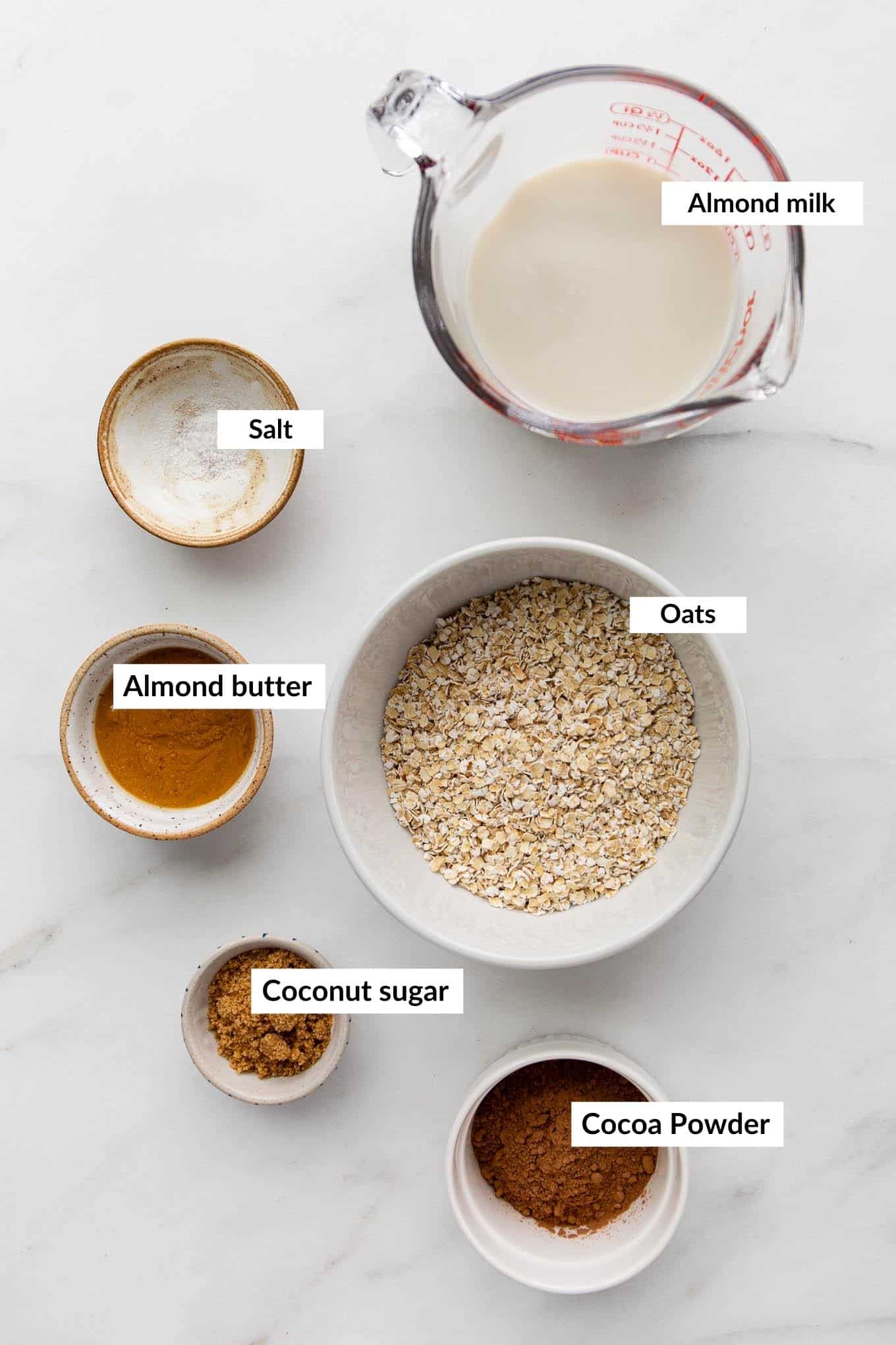 Ingredients for chocolate oats