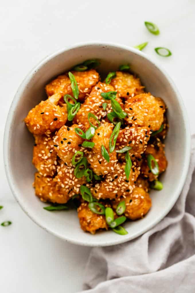 A bowl of orange cauliflower