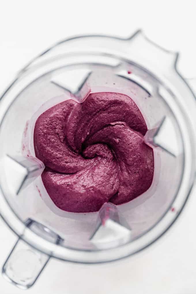 Blended acai in a blender