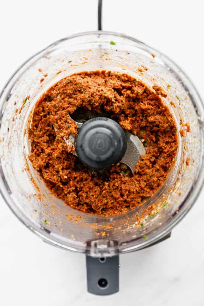 sun dried tomato pesto in a food processor
