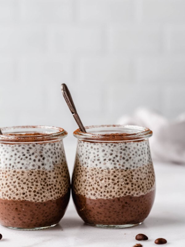 two cups of tiramisu chia pudding