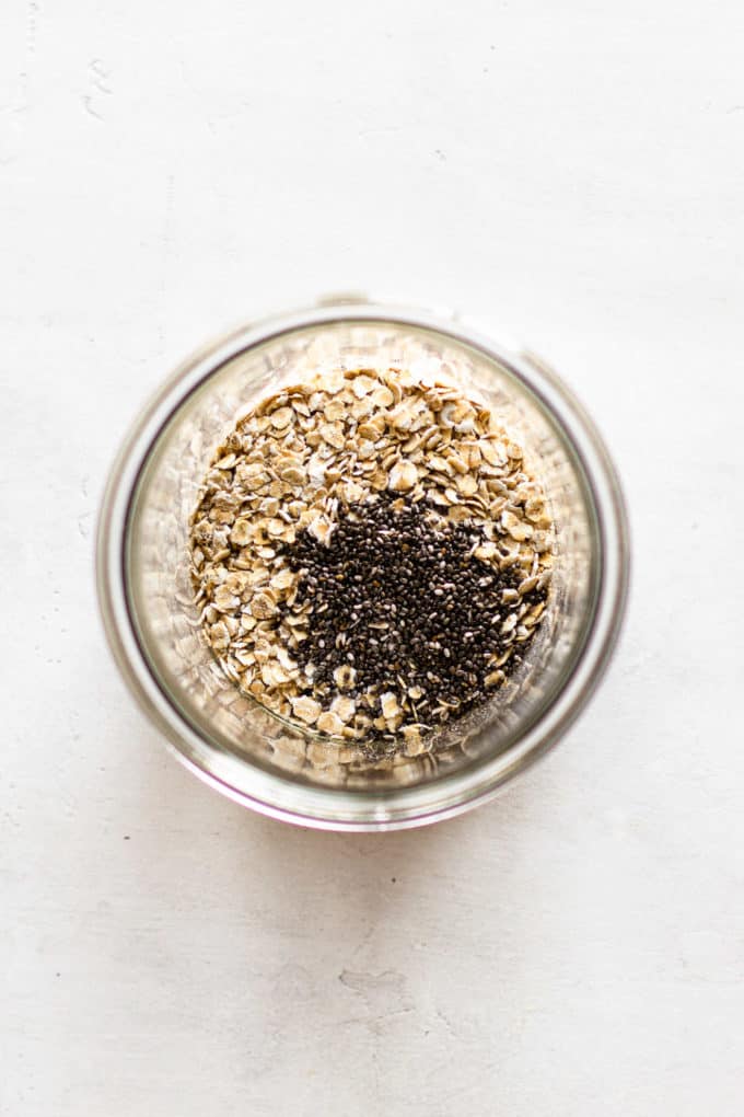 oats and chia seeds in a cup
