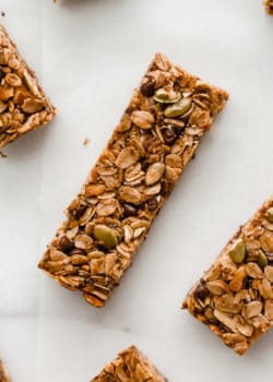a muesli bar on parchment paper