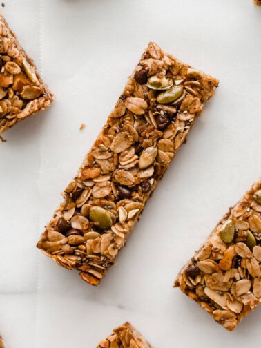 a muesli bar on parchment paper
