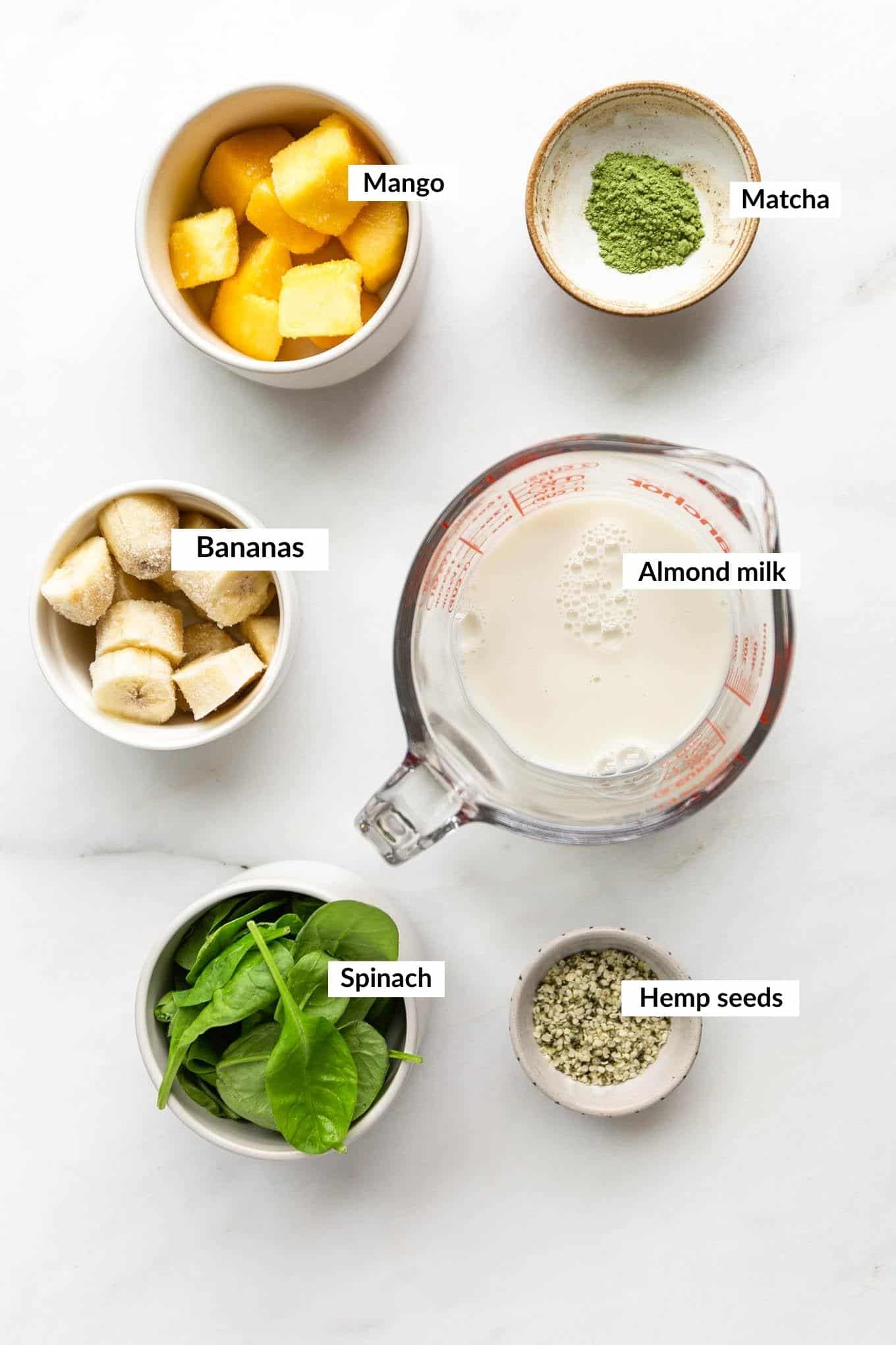 ingredients to make a matcha smoothie