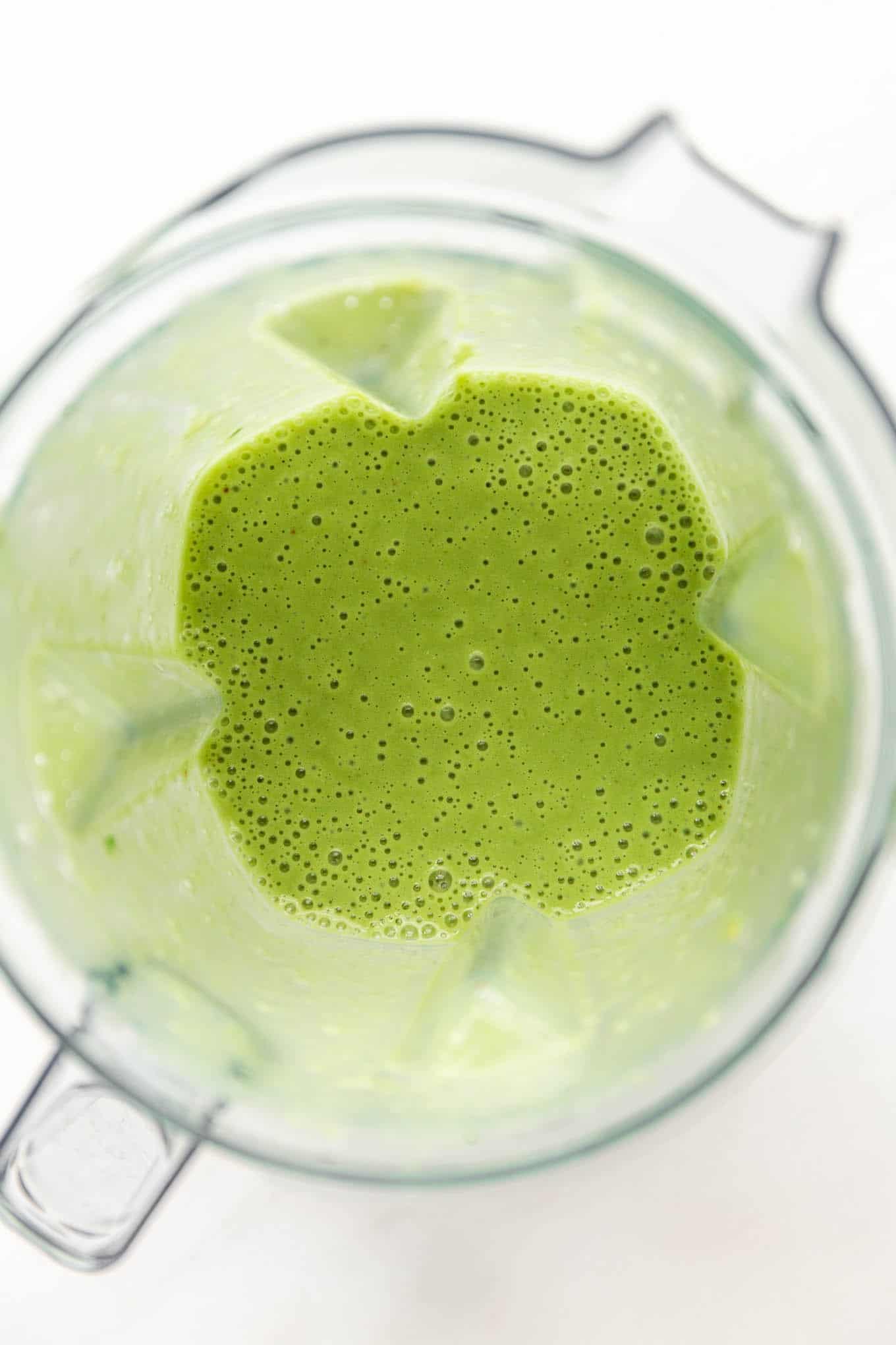 matcha smoothie in a blender