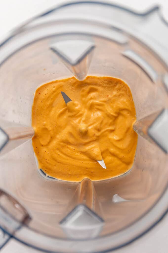 chipotle cashew sauce in a blender container