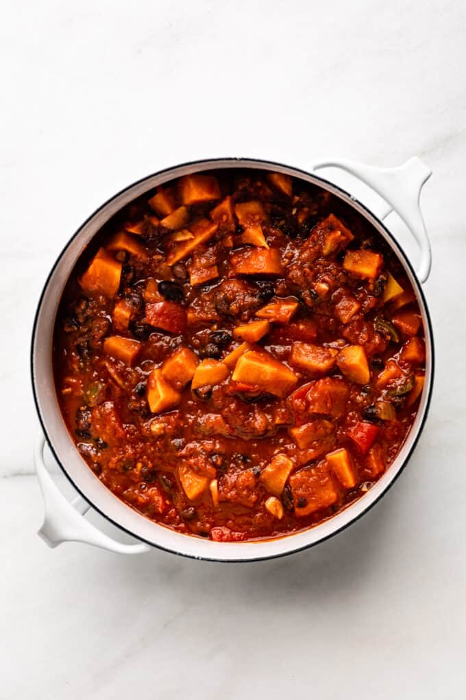 a pot of sweet potato chili