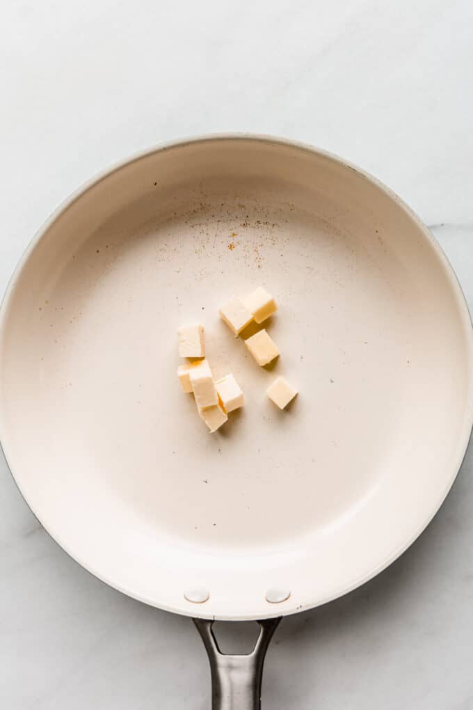 butter in a white pan
