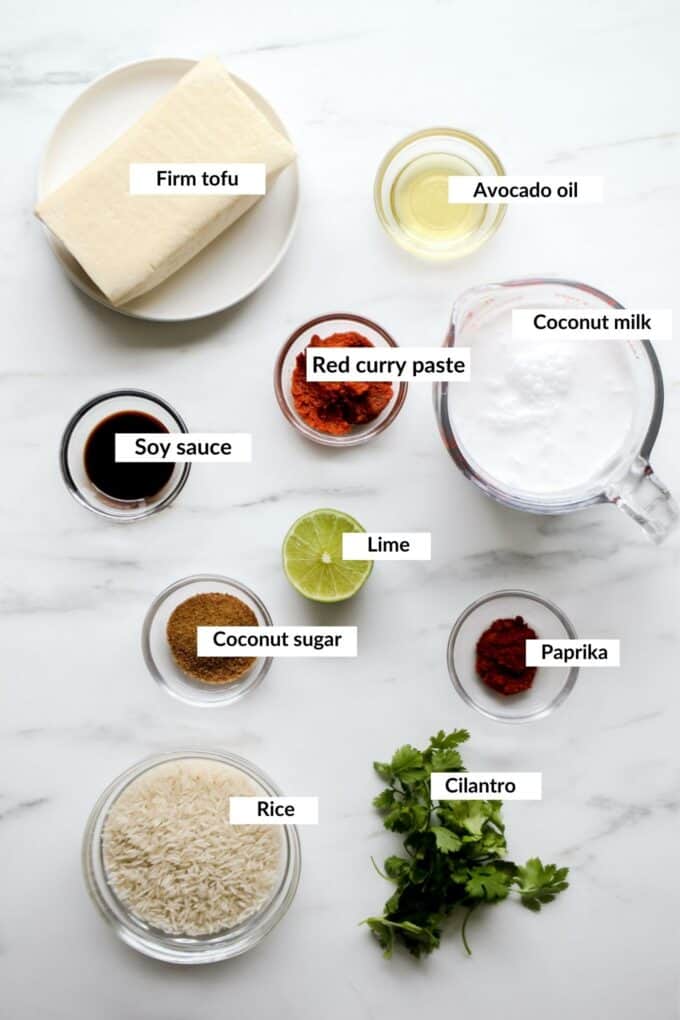 ingredients to make Thai coconut curry tofu