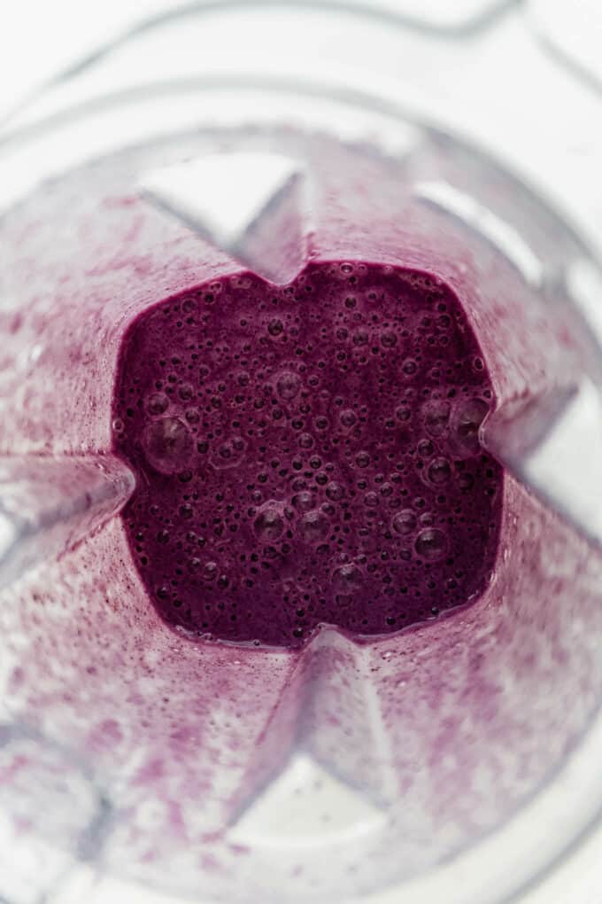 blueberry avocado smoothie in a blender