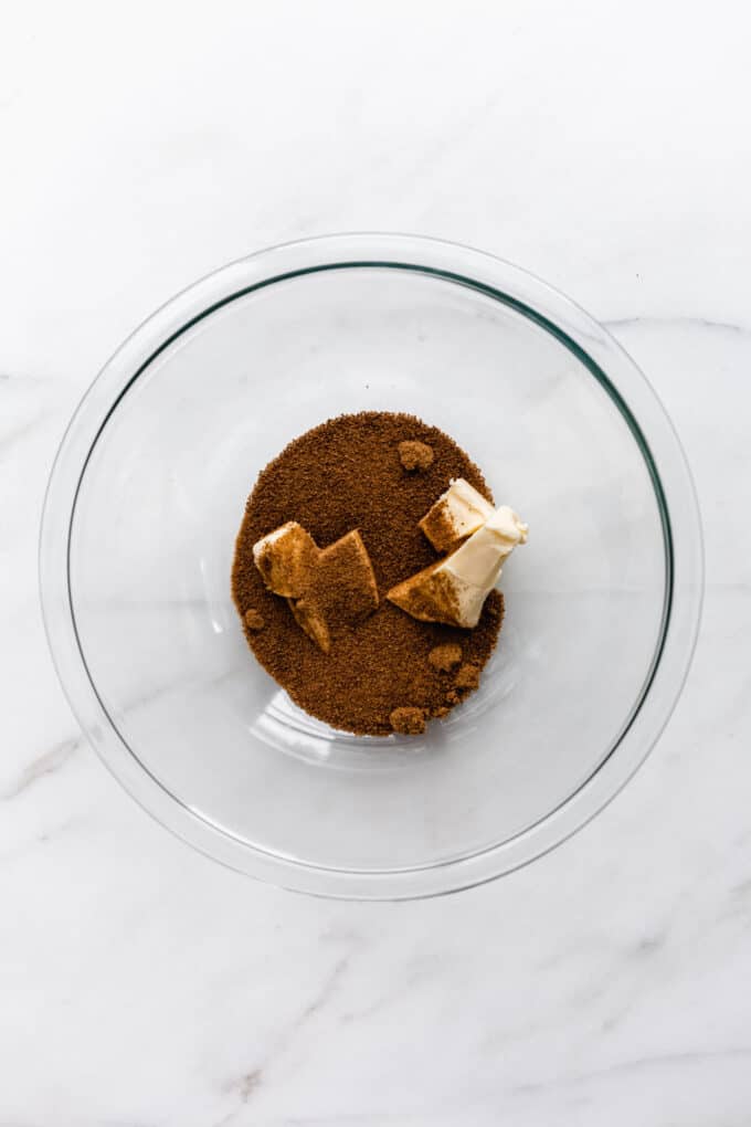 coconut sugar and butter in a mixing bowl