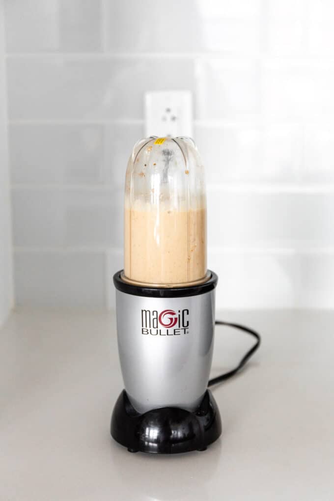cookie baked oats batter blended in a small blender
