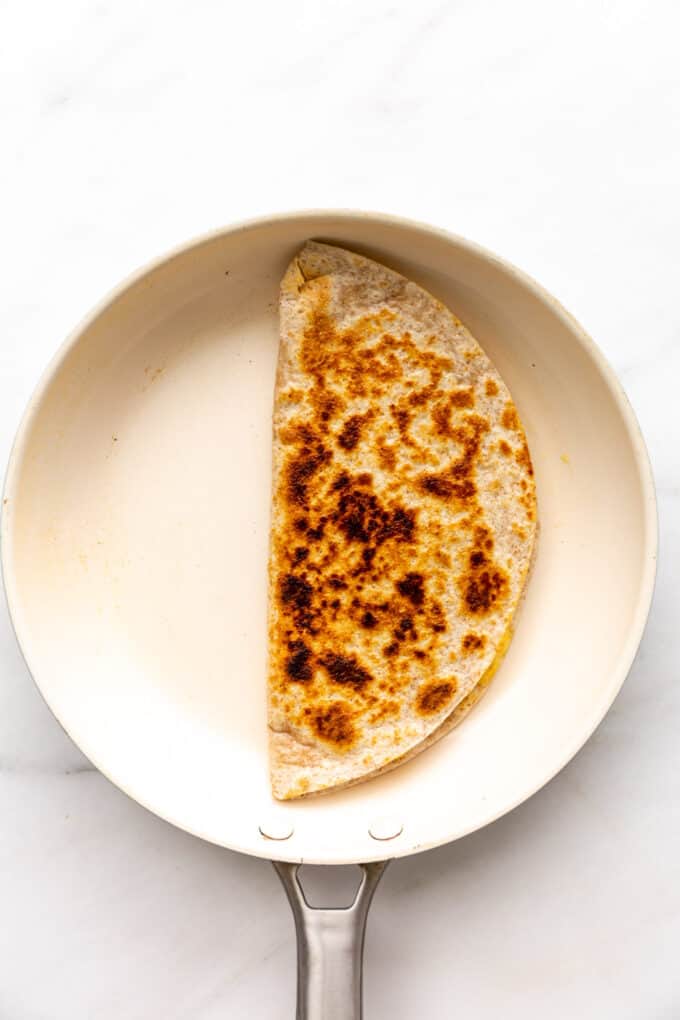 a veggie quesadilla in a pan