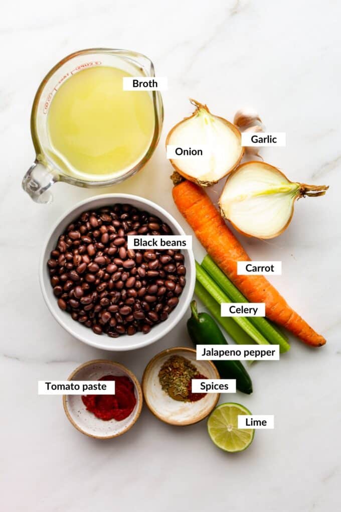 ingredients for black bean soup