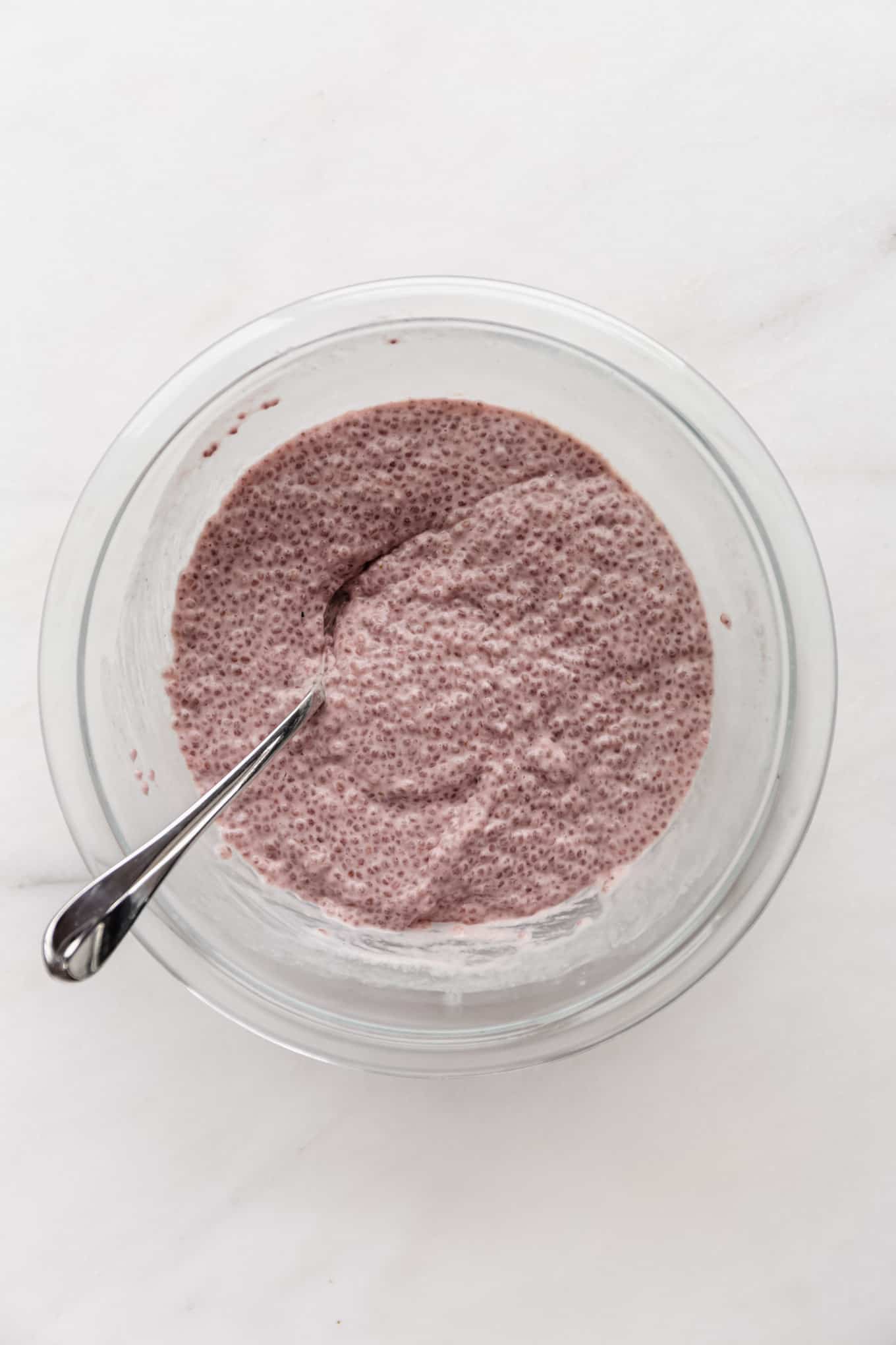 strawberry chia pudding in a bowl