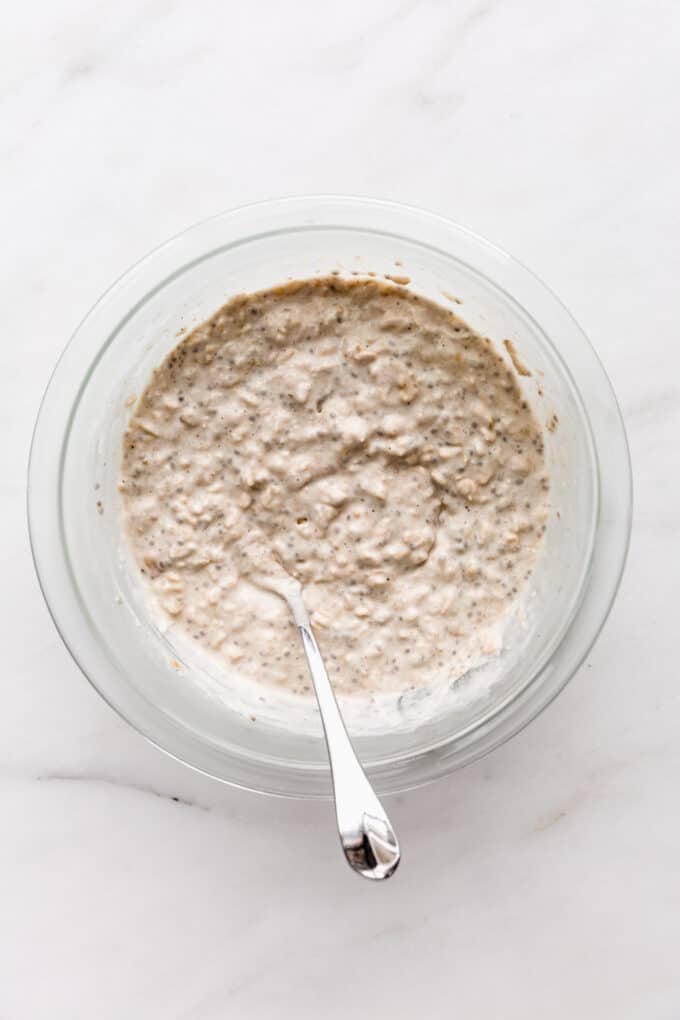 banana overnight oats in a large bowl.
