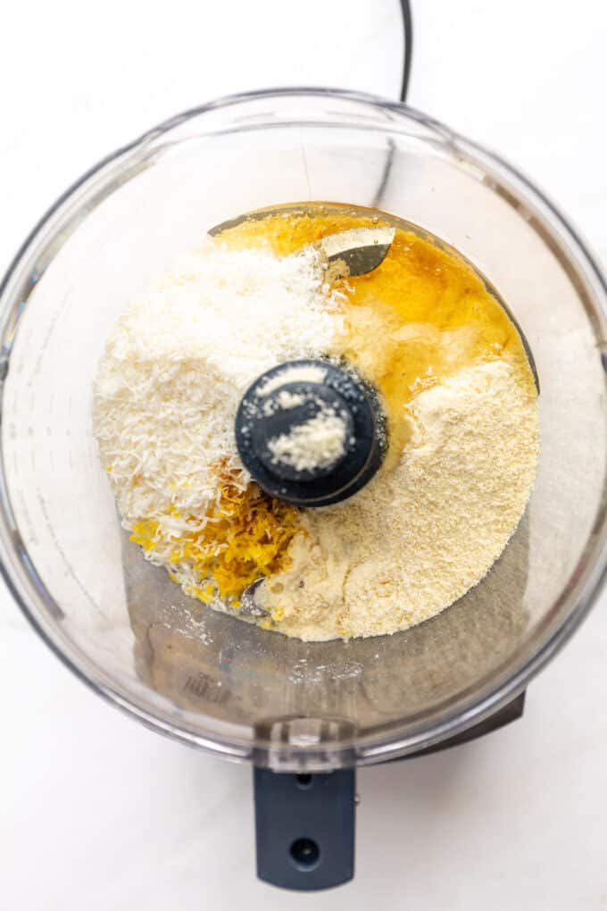 almond flour, coconut lemon zest and honey in a food processor