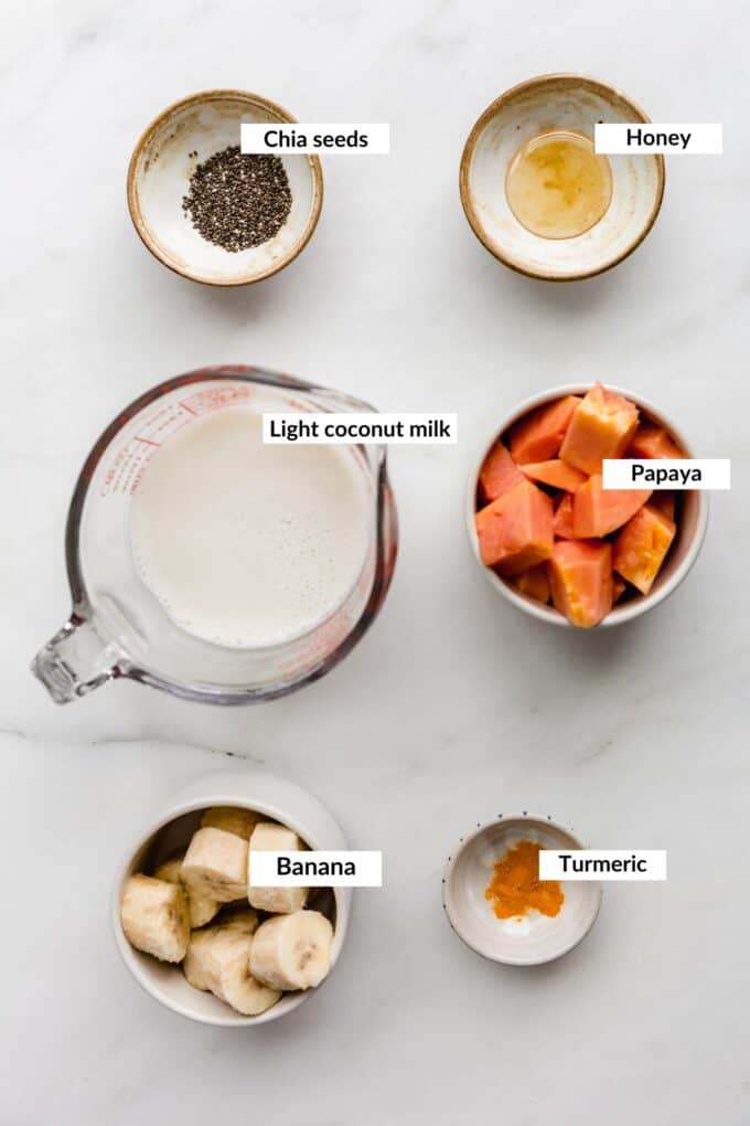 ingredients for a papaya smoothie
