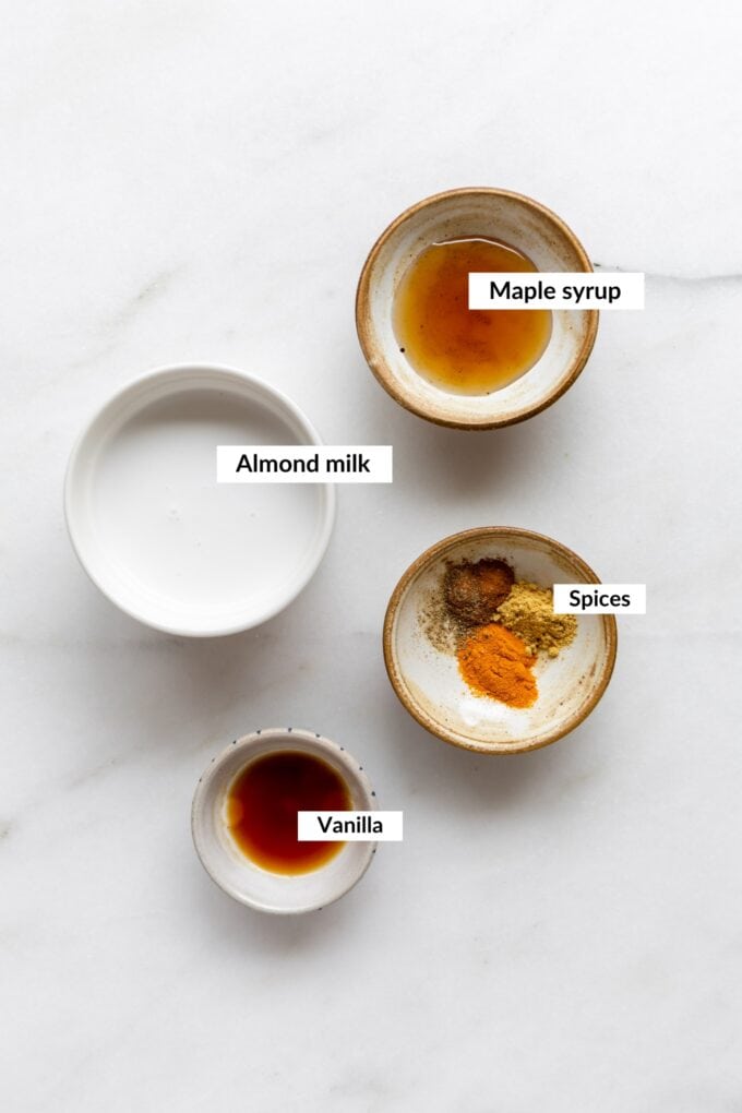 ingredients for a turmeric latte