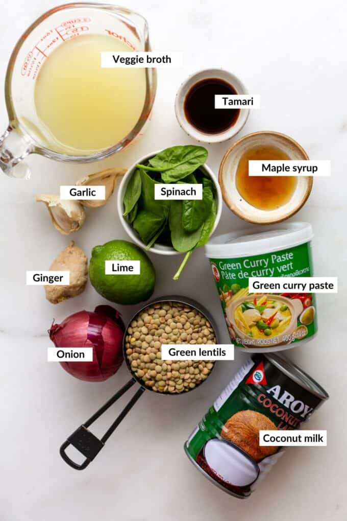 ingredients for green lentil curry
