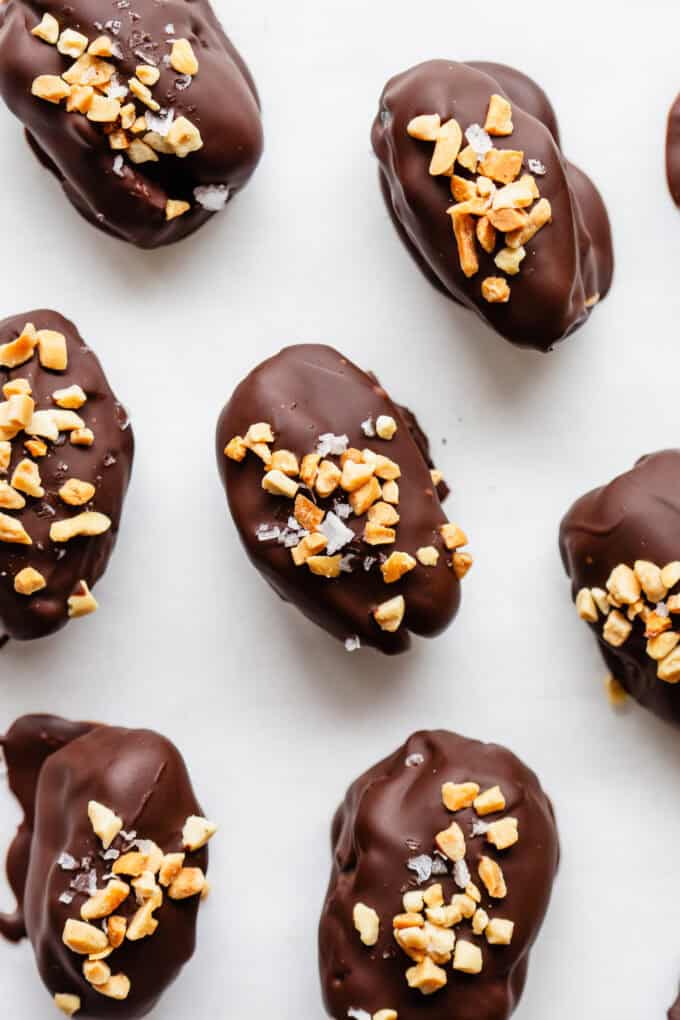 date snickers on a marble board