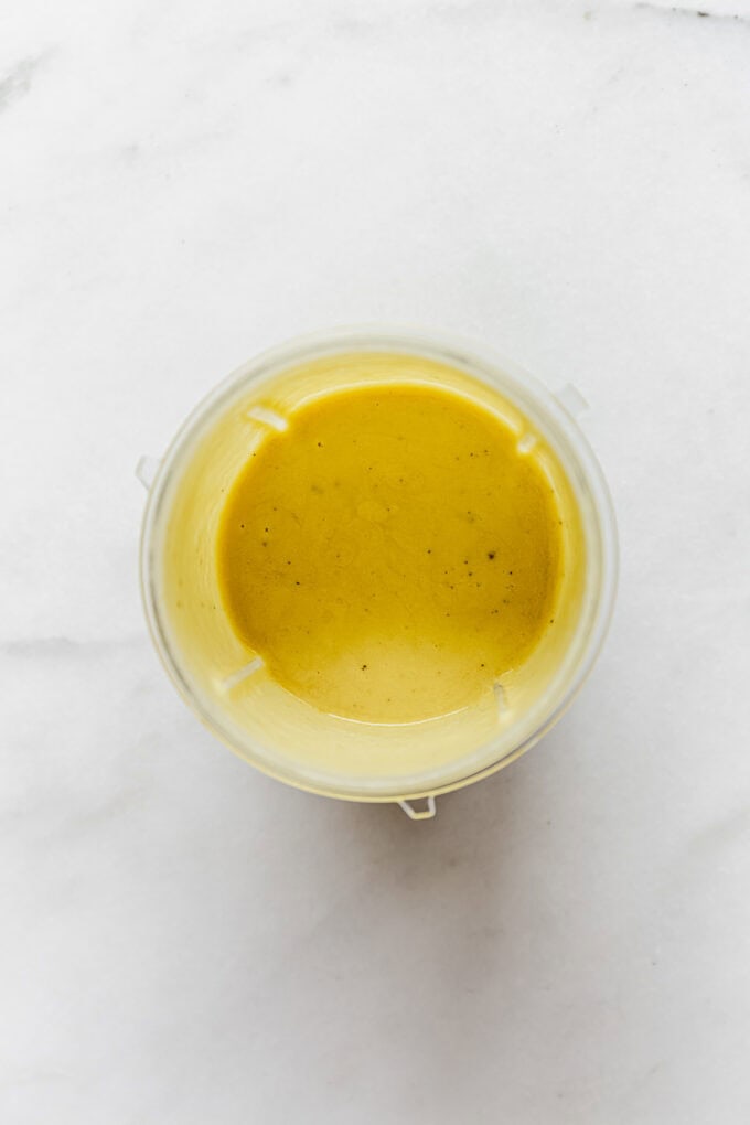 vegan caesar dressing in a cup
