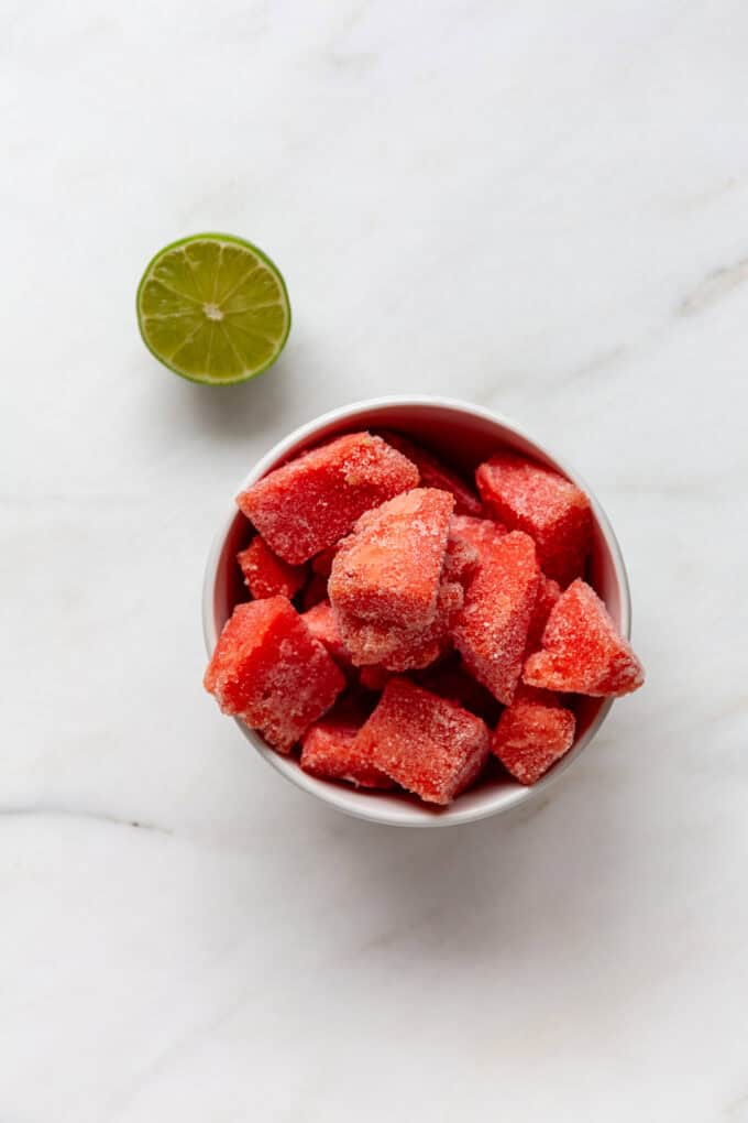 ingredients to make a watermelon slushie