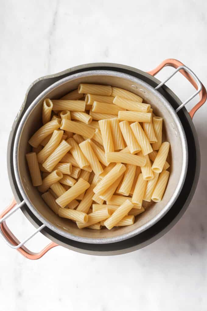 pasta in a stainer
