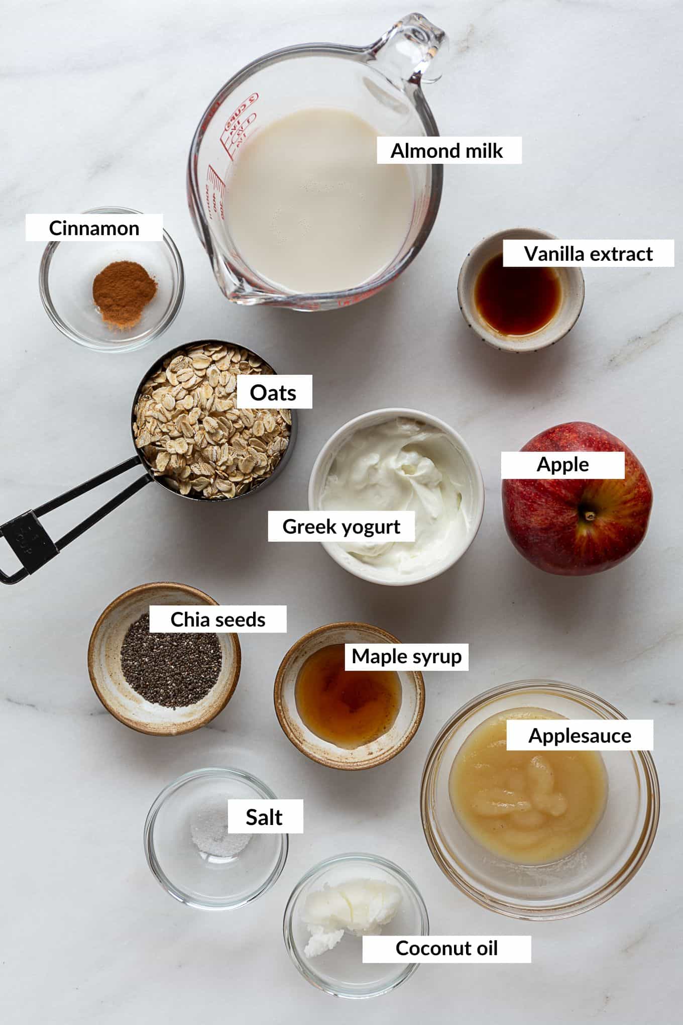 Ingredients to make apple pie overnight oats.