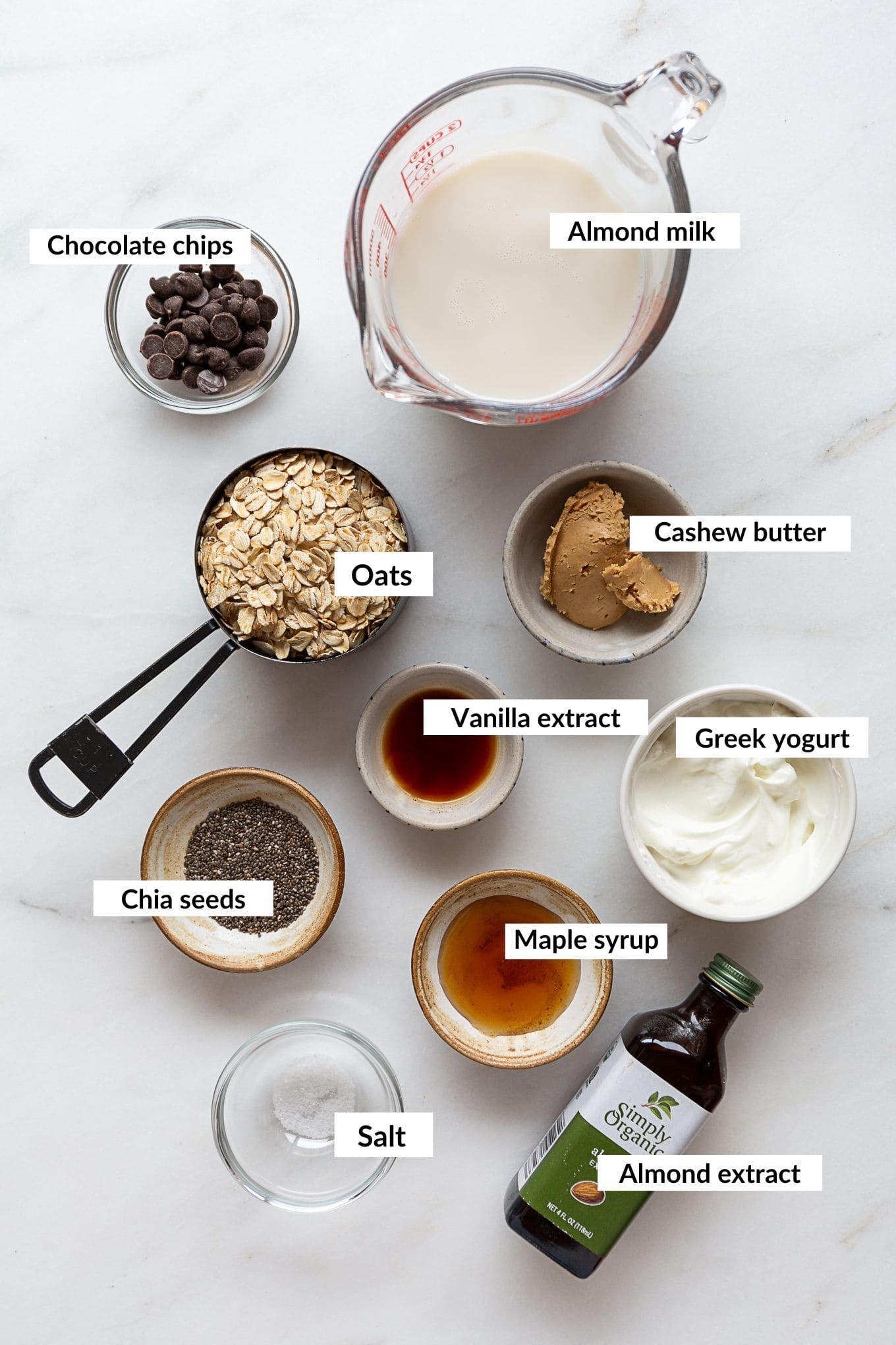 ingredients to make cookie dough overnight oats.