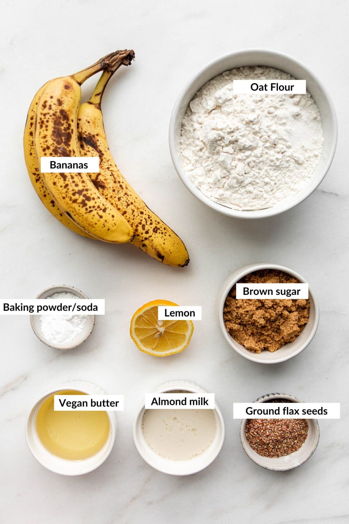 Ingredients to make vegan gluten-free banana bread.