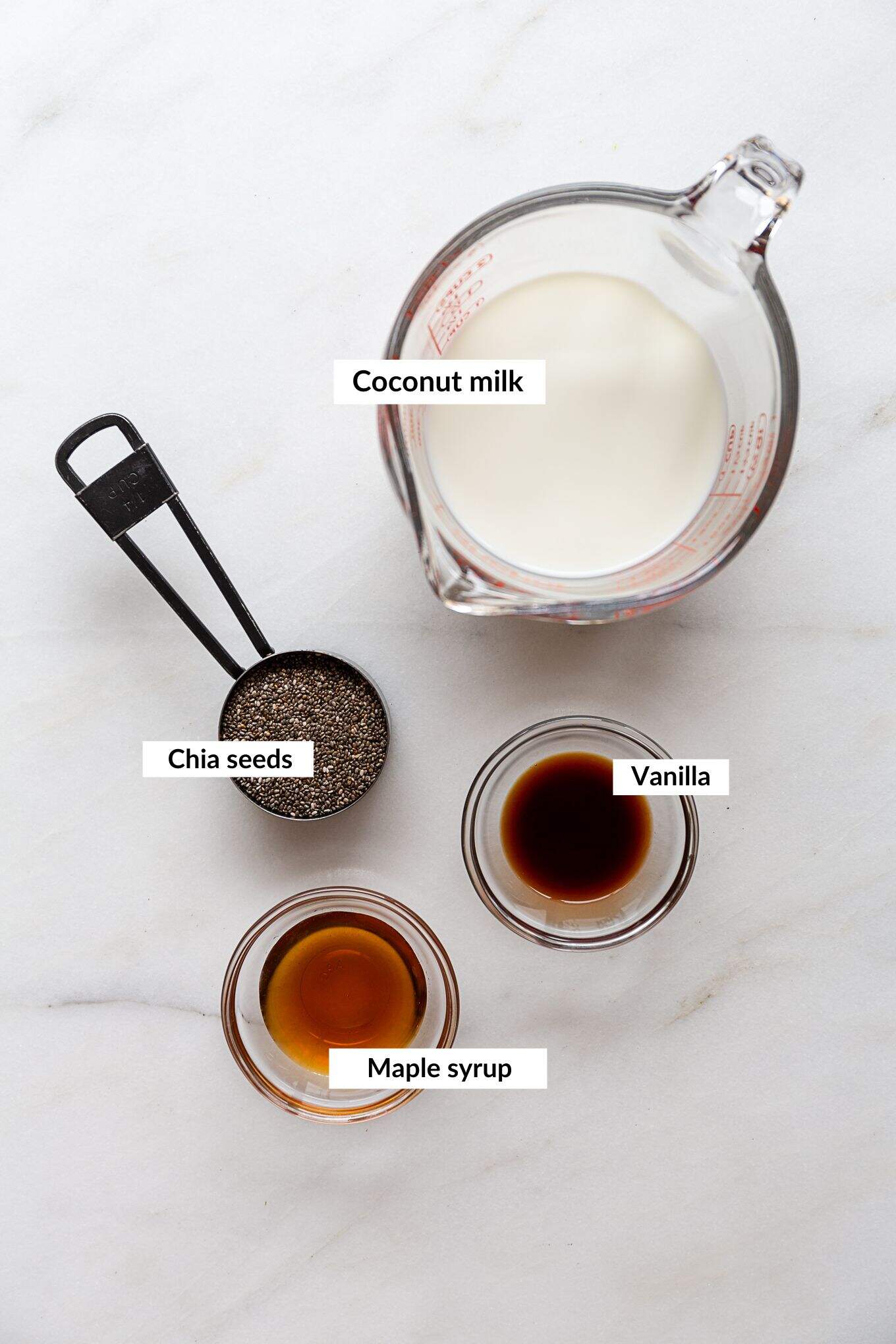 ingredients for vanilla chia pudding.