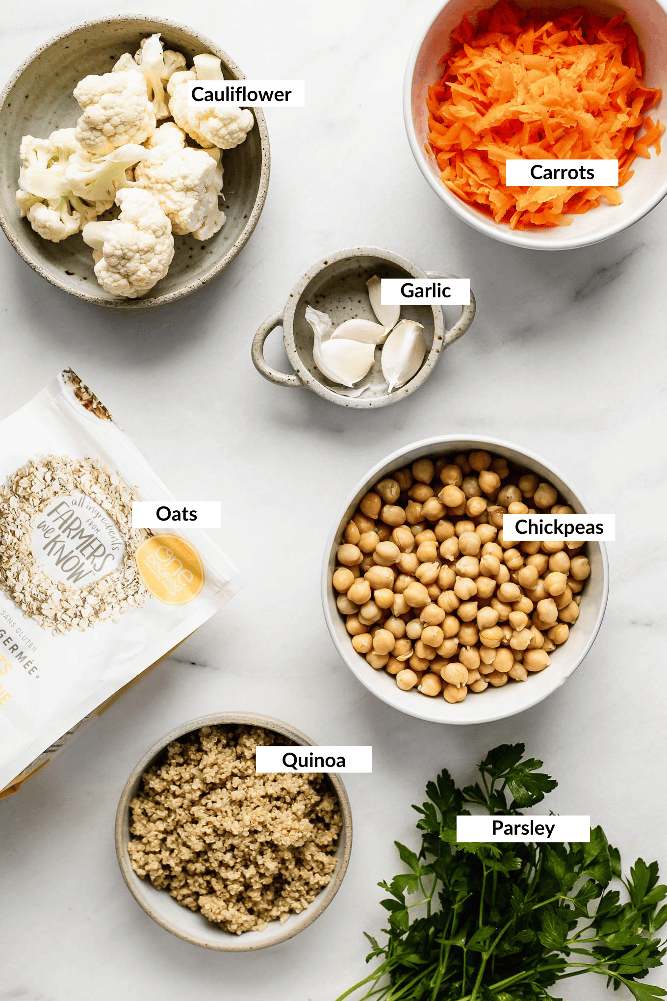 ingredients for chickpea burgers.