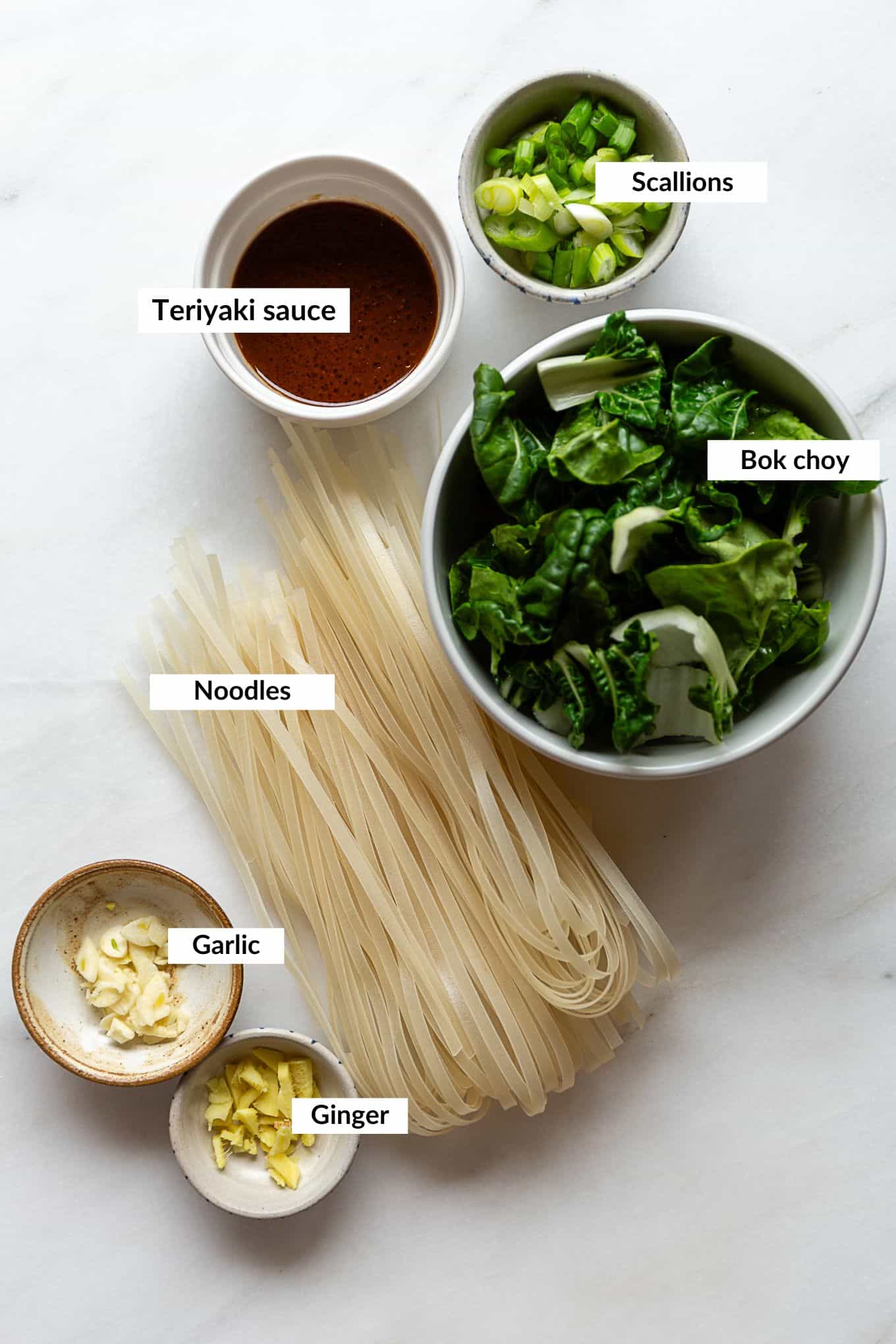 Ingredients for Teriyaki Noodles.